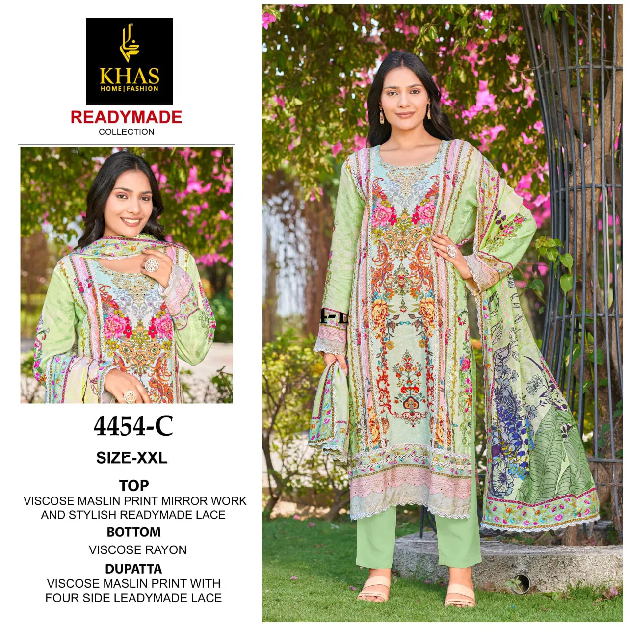 Khas 4454 Viscose Printed Embroidery Kurti Bottom With Dupatta Wholesale Online